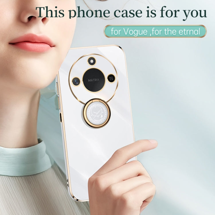 For Honor X60 XINLI Straight 6D Plating Gold Edge TPU Shockproof Case with Ring Holder(Hawthorn Red)