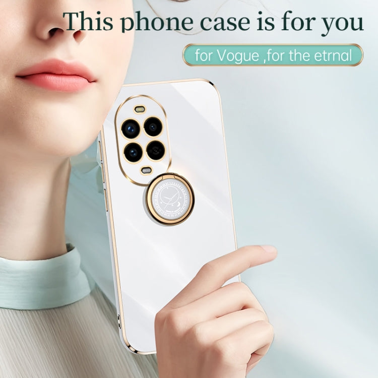 For Huawei Nova 13 Pro XINLI Straight 6D Plating Gold Edge TPU Shockproof Case with Ring Holder(Cherry Purple)