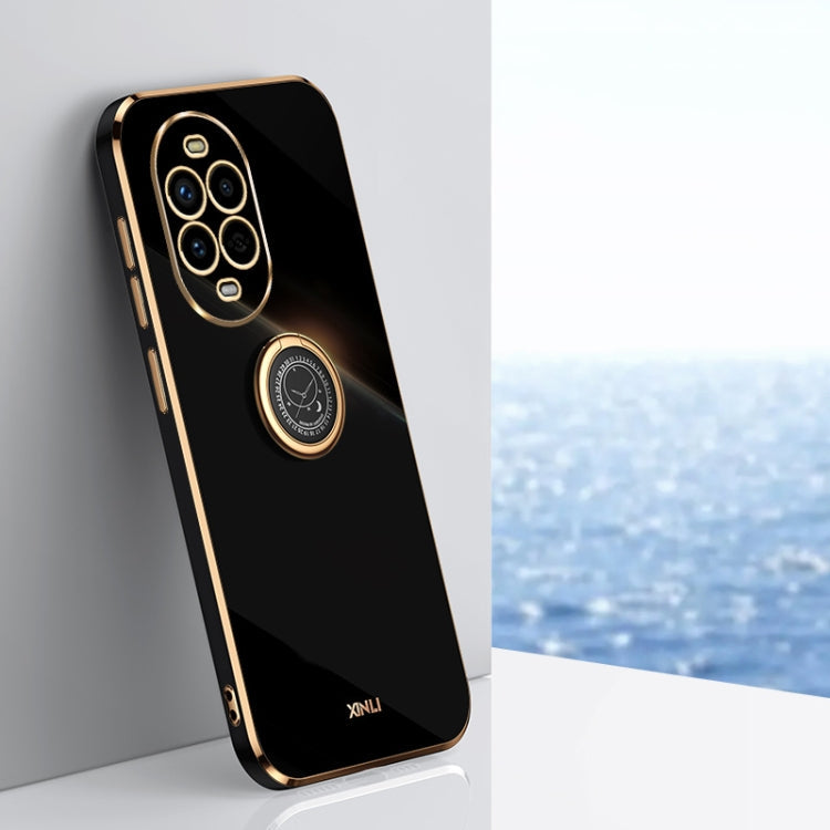 For Huawei Nova 13 Pro XINLI Straight 6D Plating Gold Edge TPU Shockproof Case with Ring Holder(Black)