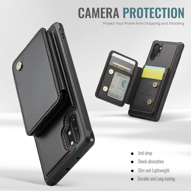 For Samsung Galaxy Note10+ 5G JEEHOOD J05 Business Magnetic Style RFID Leather Phone Case(Black)