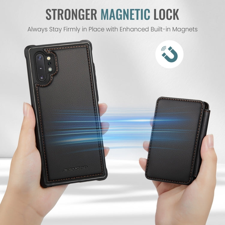 For Samsung Galaxy Note10+ 5G JEEHOOD J05 Business Magnetic Style RFID Leather Phone Case(Black)