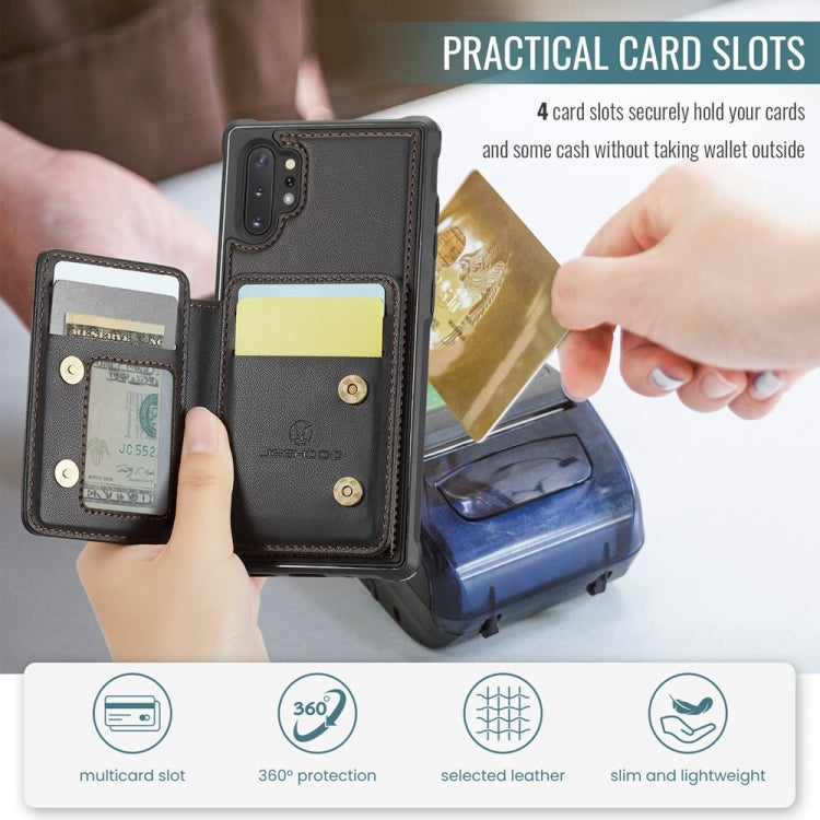 For Samsung Galaxy Note10+ 5G JEEHOOD J05 Business Magnetic Style RFID Leather Phone Case(Black)