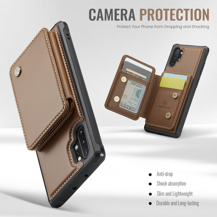 For Samsung Galaxy Note10+ 5G JEEHOOD J05 Business Magnetic Style RFID Leather Phone Case(Brown)