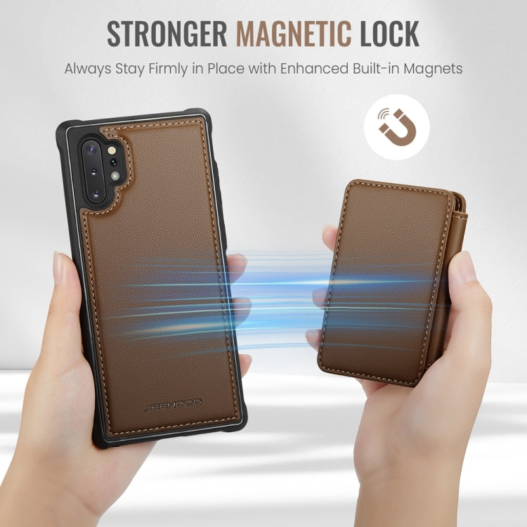 For Samsung Galaxy Note10+ 5G JEEHOOD J05 Business Magnetic Style RFID Leather Phone Case(Brown)