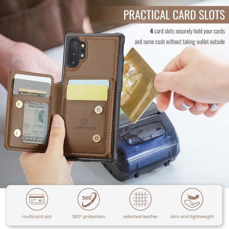 For Samsung Galaxy Note10+ 5G JEEHOOD J05 Business Magnetic Style RFID Leather Phone Case(Brown)