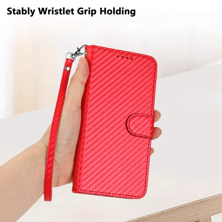 YX0070 Carbon Fiber Buckle Leather Phone Case with Lanyard, For iPhone 11 Pro, For iPhone X / XS, For iPhone XR