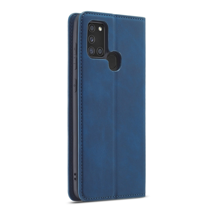 For Samsung Galaxy A21s Forwenw Dream Series Oil Edge Strong Magnetism Horizontal Flip Leather Case with Holder & Card Slots & Wallet & Photo Frame(Blue)