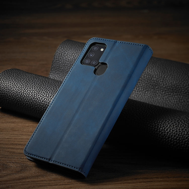 For Samsung Galaxy A21s Forwenw Dream Series Oil Edge Strong Magnetism Horizontal Flip Leather Case with Holder & Card Slots & Wallet & Photo Frame(Blue)