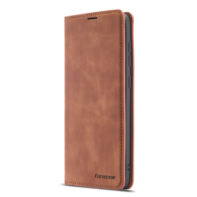 For Samsung Galaxy A21s Forwenw Dream Series Oil Edge Strong Magnetism Horizontal Flip Leather Case with Holder & Card Slots & Wallet & Photo Frame(Brown)