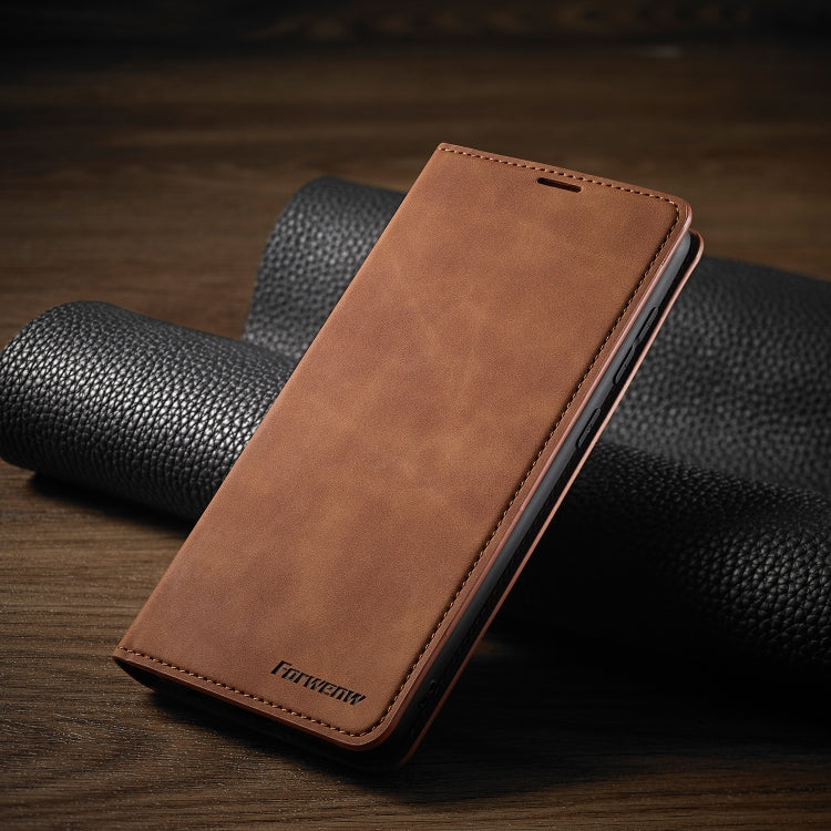 For Samsung Galaxy A21s Forwenw Dream Series Oil Edge Strong Magnetism Horizontal Flip Leather Case with Holder & Card Slots & Wallet & Photo Frame(Brown)