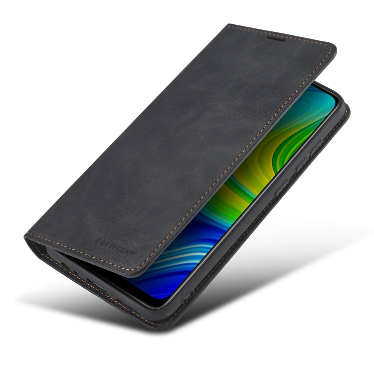 For Xiaomi Redmi Note 9 Forwenw Dream Series Oil Edge Strong Magnetism Horizontal Flip Leather Case with Holder & Card Slots & Wallet & Photo Frame(Black)