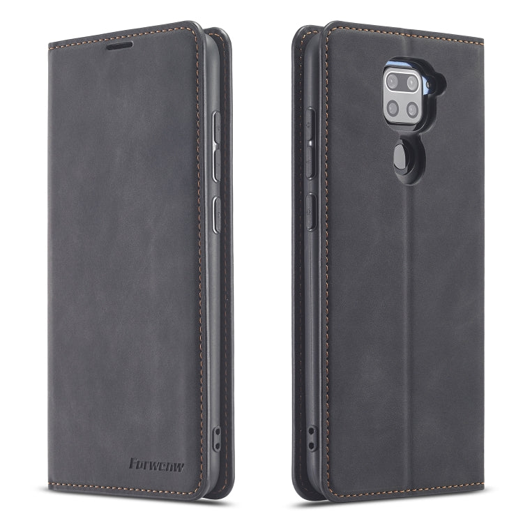 For Xiaomi Redmi Note 9 Forwenw Dream Series Oil Edge Strong Magnetism Horizontal Flip Leather Case with Holder & Card Slots & Wallet & Photo Frame(Black)