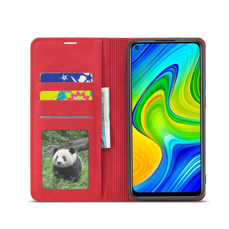 For Xiaomi Redmi Note 9 Forwenw Dream Series Oil Edge Strong Magnetism Horizontal Flip Leather Case with Holder & Card Slots & Wallet & Photo Frame(Red)