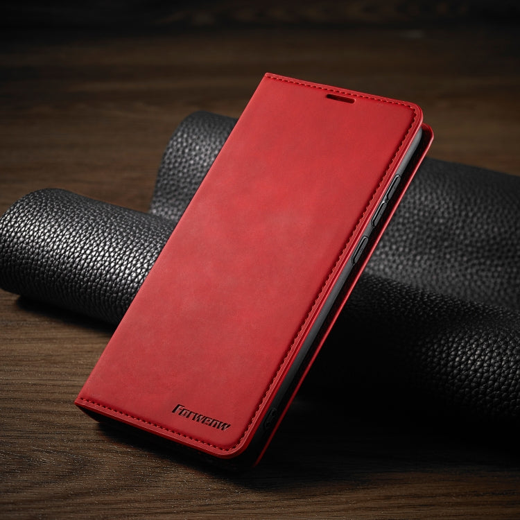 For Xiaomi Redmi Note 9 Forwenw Dream Series Oil Edge Strong Magnetism Horizontal Flip Leather Case with Holder & Card Slots & Wallet & Photo Frame(Red)