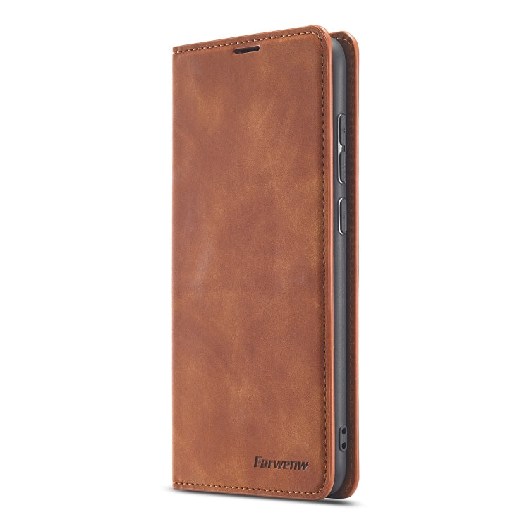 For Xiaomi Redmi Note 9 Forwenw Dream Series Oil Edge Strong Magnetism Horizontal Flip Leather Case with Holder & Card Slots & Wallet & Photo Frame(Brown)