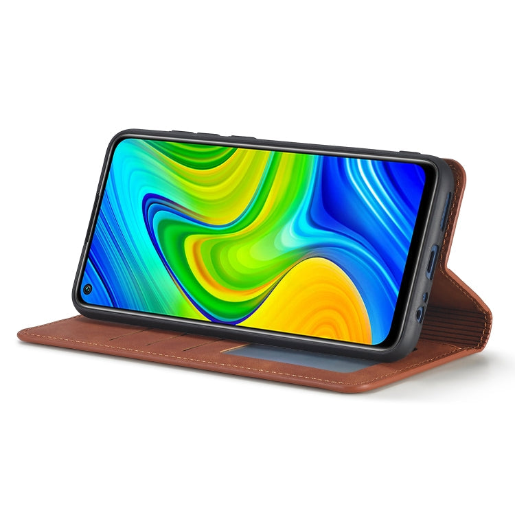 For Xiaomi Redmi Note 9 Forwenw Dream Series Oil Edge Strong Magnetism Horizontal Flip Leather Case with Holder & Card Slots & Wallet & Photo Frame(Brown)