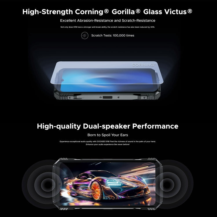 DOOGEE S118 Rugged Phone, 8GB+512GB, 6.58 inch Android 14 MediaTek Helio G99 Octa Core, Network: 4G, OTG, NFC(Black Red)