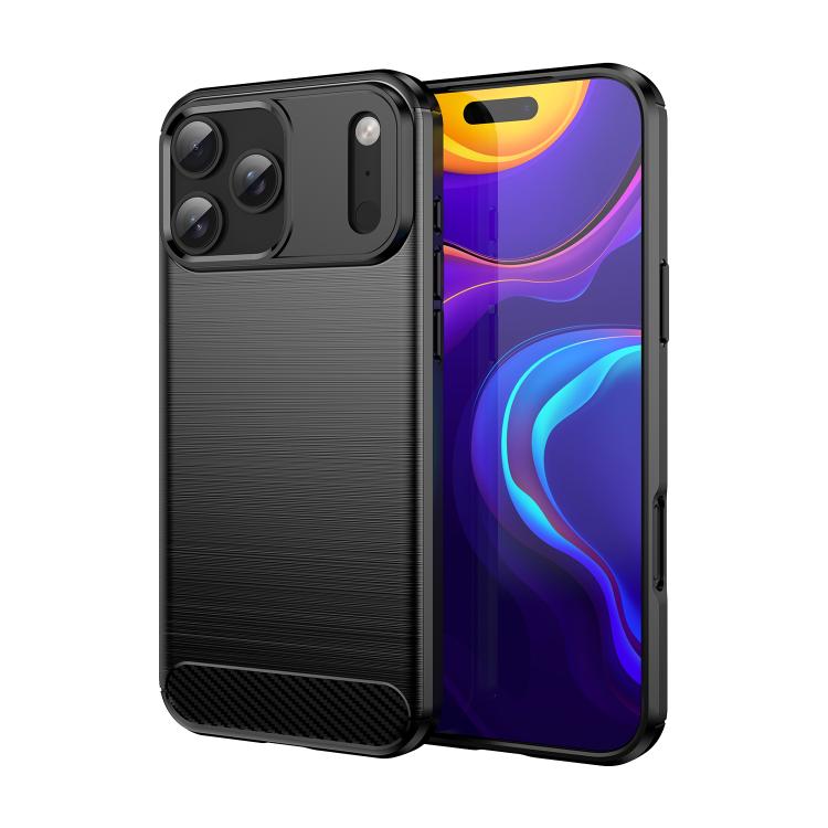 Brushed Texture Carbon Fiber TPU Phone Case, For iPhone 18 Pro / 17 Pro, For iPhone 18 Pro Max / 17 Pro Max, For iPhone 17e / 16e, For iPhone 17, For iPhone Air, For iPhone 16 Pro Max, For iPhone 16 Pro, For iPhone 16 Plus