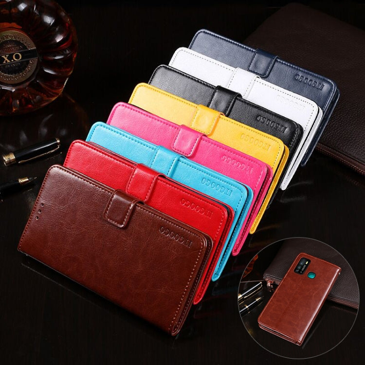 For Infinix Hot 9 idewei Crazy Horse Texture Horizontal Flip Leather Case with Holder & Card Slots & Wallet(Brown)