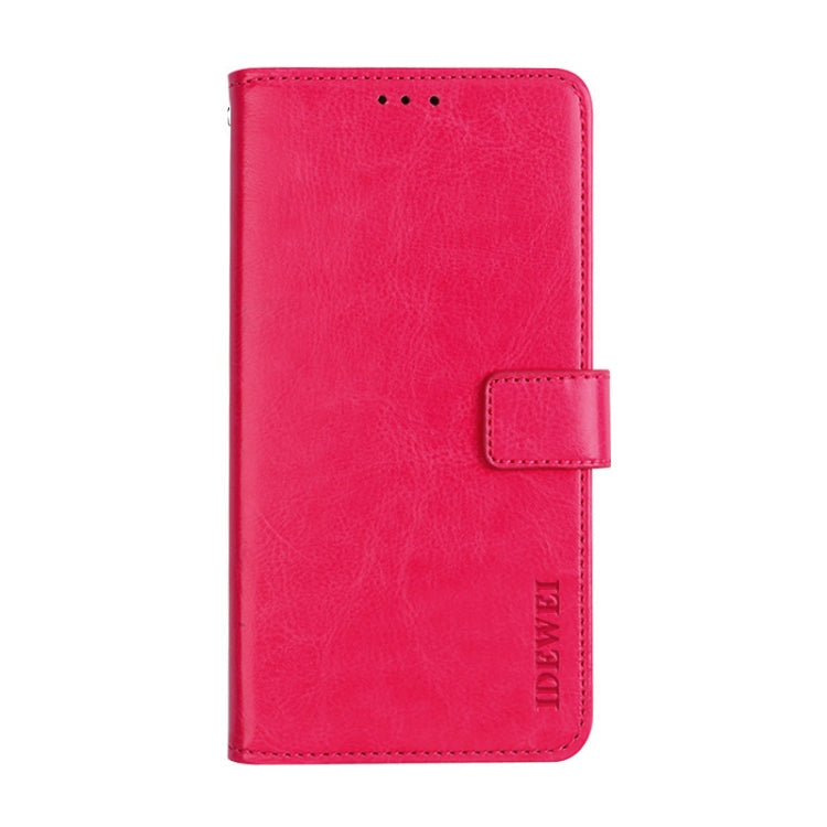 For Oukitel C19 idewei Crazy Horse Texture Horizontal Flip Leather Case with Holder & Card Slots & Wallet(Rose Red)