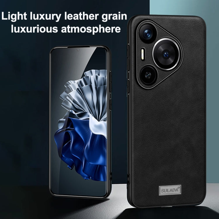 For Huawei nova 13 Pro SULADA Shockproof TPU Hybrid Handmade Leather Phone Case(Black)