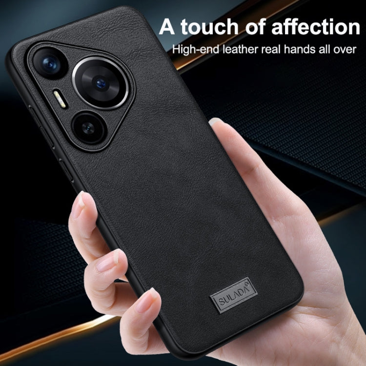 For Huawei nova 13 Pro SULADA Shockproof TPU Hybrid Handmade Leather Phone Case(Black)