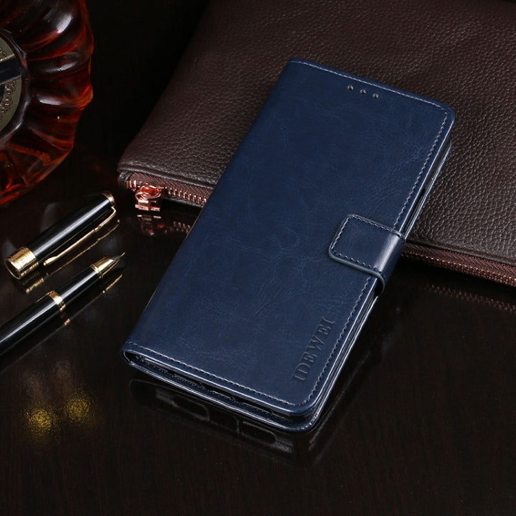For Samsung Galaxy M01 idewei Crazy Horse Texture Horizontal Flip Leather Case with Holder & Card Slots & Wallet(Dark Blue)