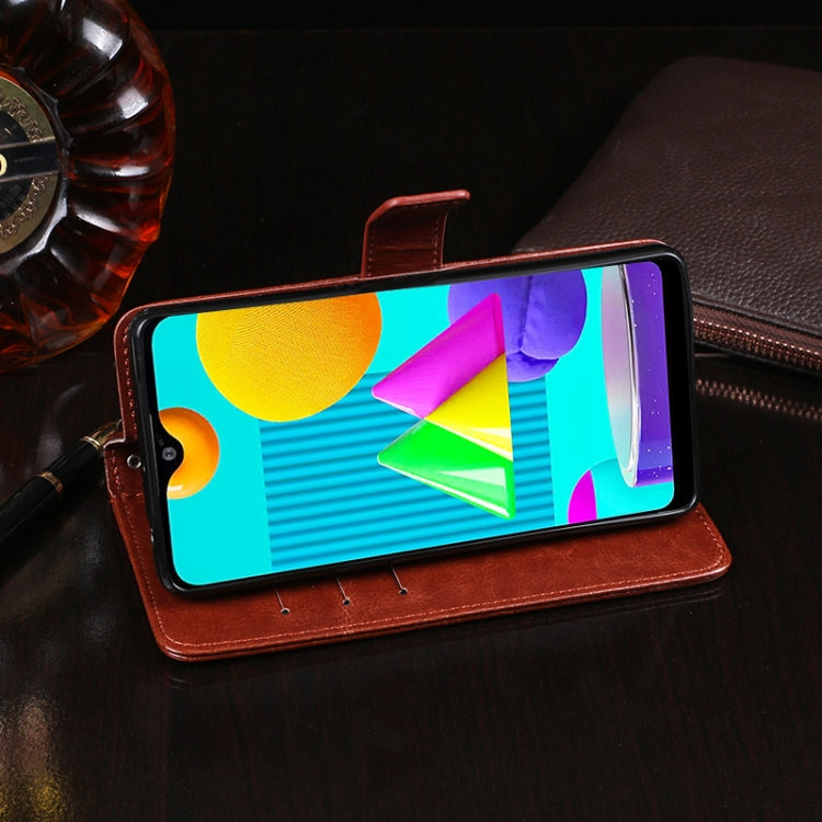 For Samsung Galaxy M01 idewei Crazy Horse Texture Horizontal Flip Leather Case with Holder & Card Slots & Wallet(Red)