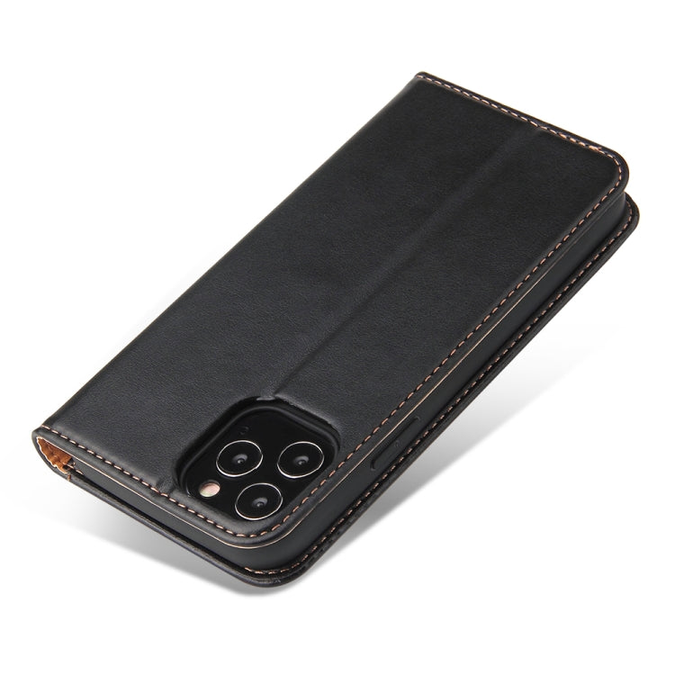 For iPhone 12 mini Fierre Shann PU Genuine Leather Texture Horizontal Flip Leather Case with Holder & Card Slots & Wallet(Black)