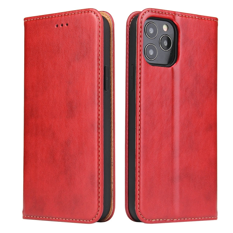 For iPhone 12 mini Fierre Shann PU Genuine Leather Texture Horizontal Flip Leather Case with Holder & Card Slots & Wallet(Red)