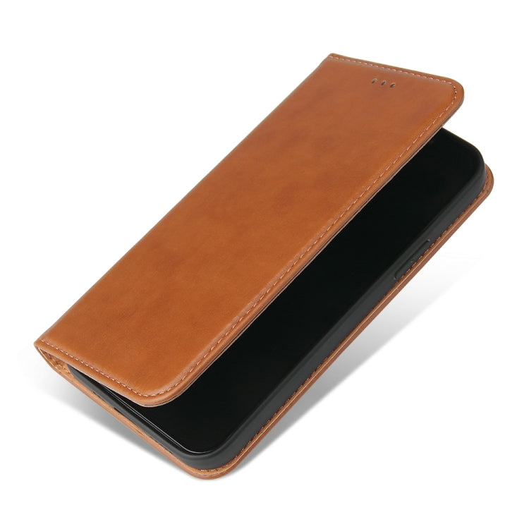 For iPhone 12 mini Fierre Shann PU Genuine Leather Texture Horizontal Flip Leather Case with Holder & Card Slots & Wallet(Brown)