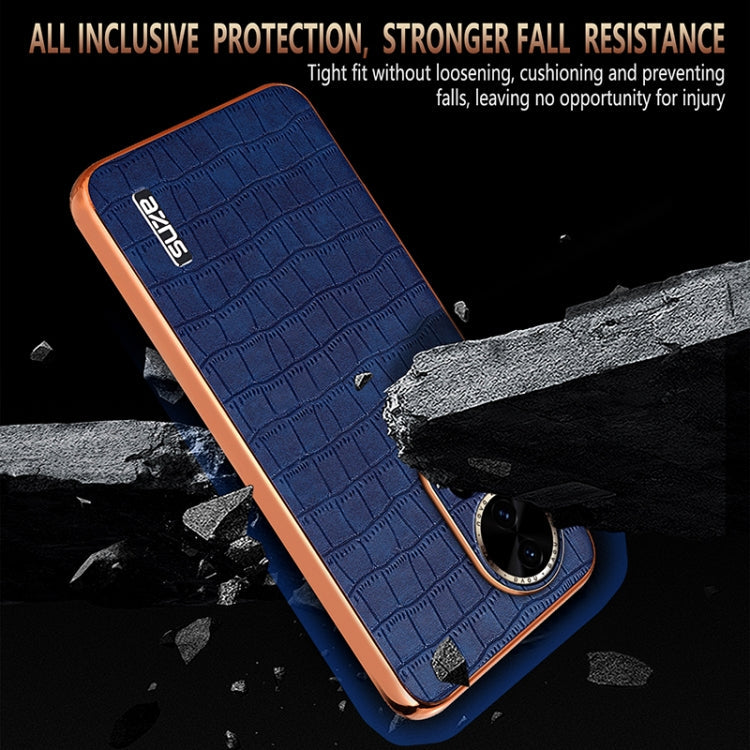For Huawei nova 13 / nova 12 AZNS Electroplated Frame Crocodile Texture Full Coverage Phone Case(Black)