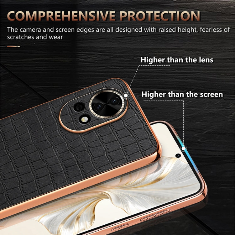 For Huawei nova 13 / nova 12 AZNS Electroplated Frame Crocodile Texture Full Coverage Phone Case(Blue)