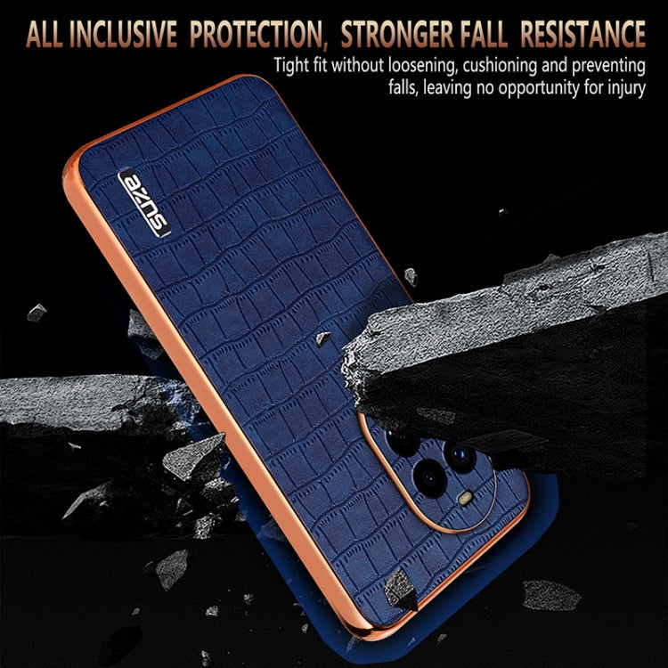 For Huawei nova 13 Pro AZNS Electroplated Frame Crocodile Texture Full Coverage Phone Case(White)