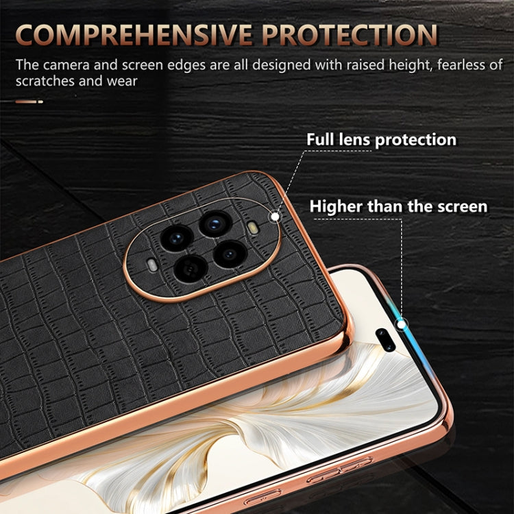 For Huawei nova 13 Pro AZNS Electroplated Frame Crocodile Texture Full Coverage Phone Case(White)