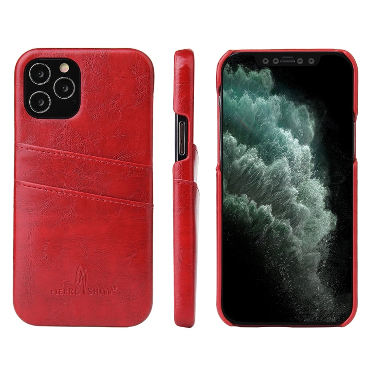 For iPhone 12 mini Fierre Shann Retro Oil Wax Texture PU Leather Case with Card Slots(Red)