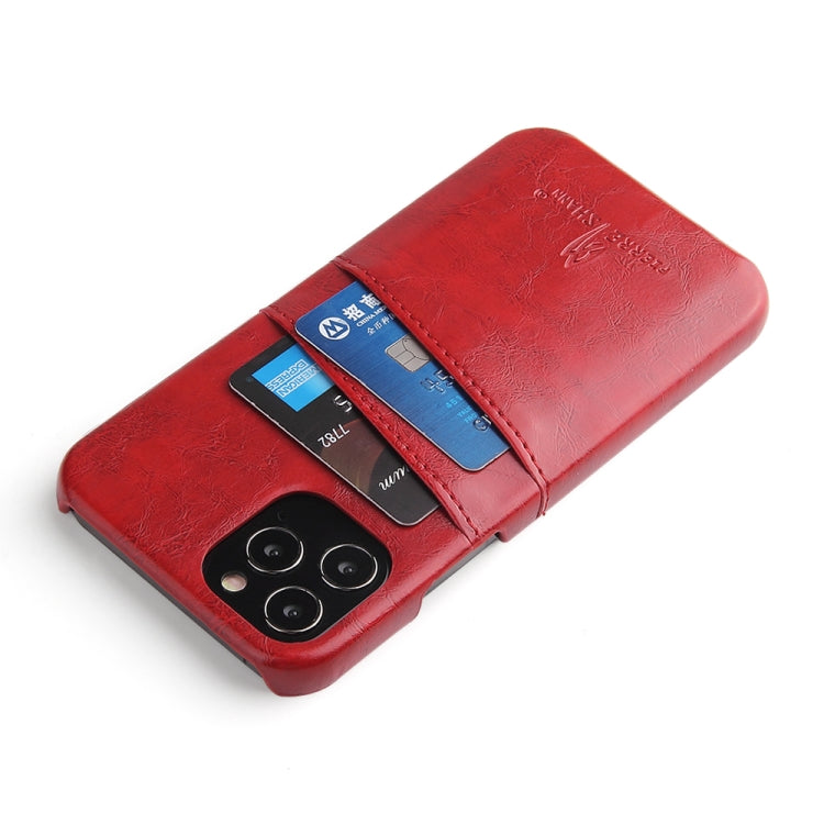 For iPhone 12 mini Fierre Shann Retro Oil Wax Texture PU Leather Case with Card Slots(Red)