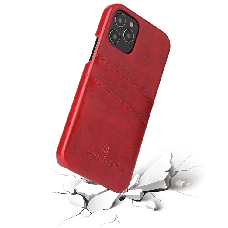 For iPhone 12 mini Fierre Shann Retro Oil Wax Texture PU Leather Case with Card Slots(Red)