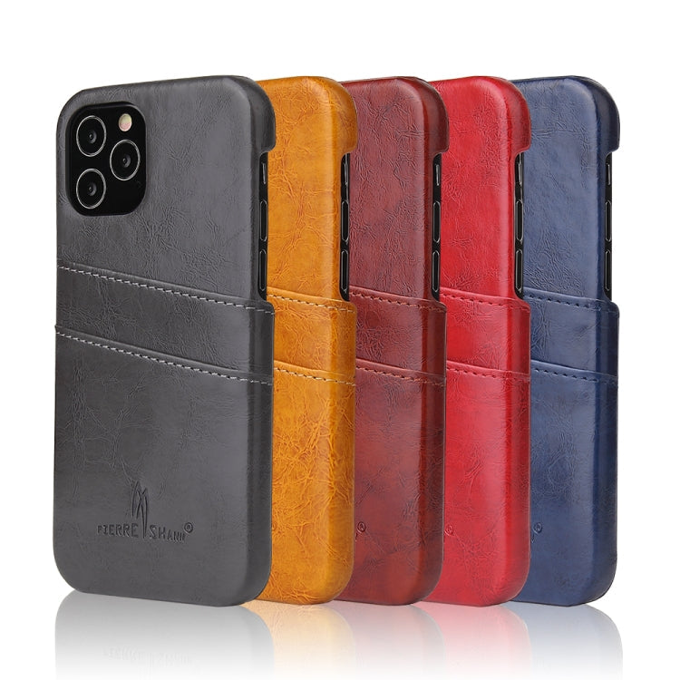 For iPhone 12 mini Fierre Shann Retro Oil Wax Texture PU Leather Case with Card Slots(Red)