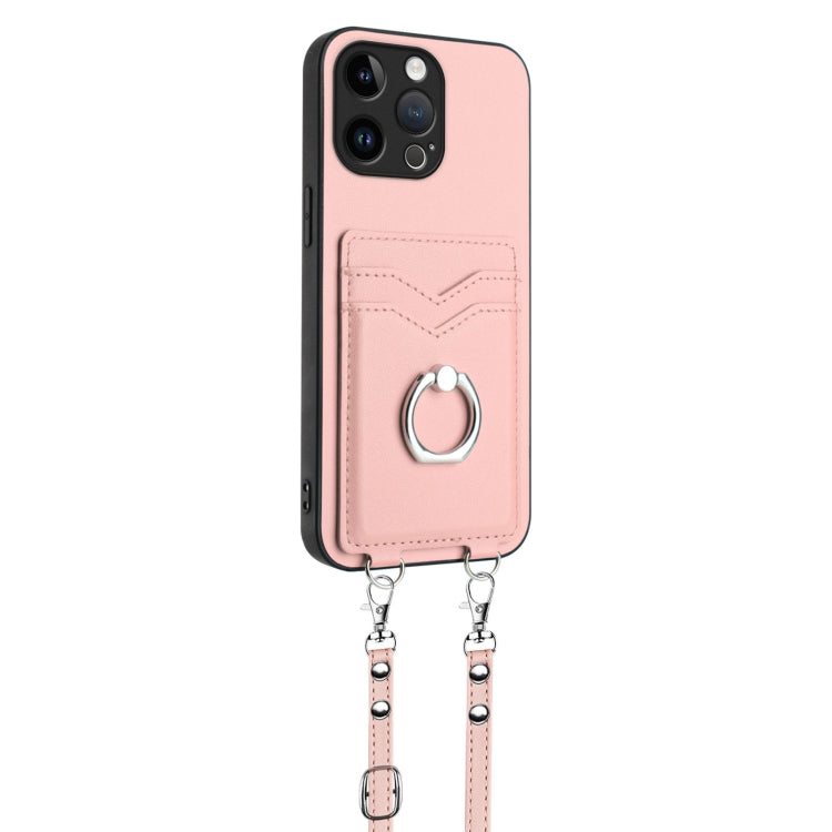 R20 Crossbody Rope Ring Card Holder Phone Case, For iPhone 15 Pro Max, For iPhone 15 Pro, For iPhone 15 Plus, For iPhone 15