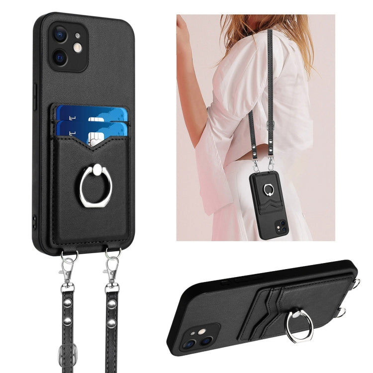 R20 Crossbody Rope Ring Card Holder Phone Case, For iPhone 12 mini, For iPhone 11 Pro Max, For iPhone 11, For iPhone 11 Pro