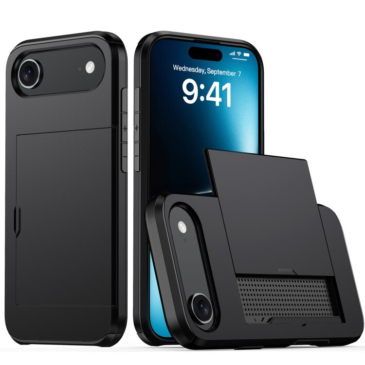 Shockproof Armor Phone Case with Card Slot, For iPhone 16 Pro, For iPhone 16 Plus