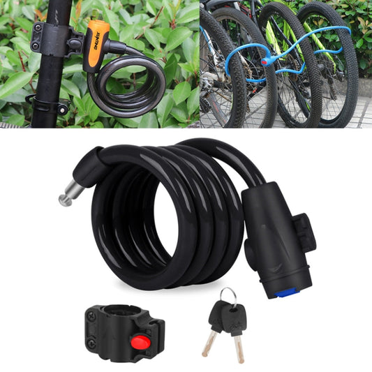 Bicycle Portable Anti-theft Lock Steel Cable Lock with Lock Frame, B Style 120cm Black