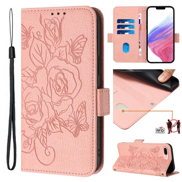 Embossed Rose RFID Anti-theft Leather Phone Case, For iPhone XR, For iPhone XS Max, For iPhone 8 Plus / 7 Plus