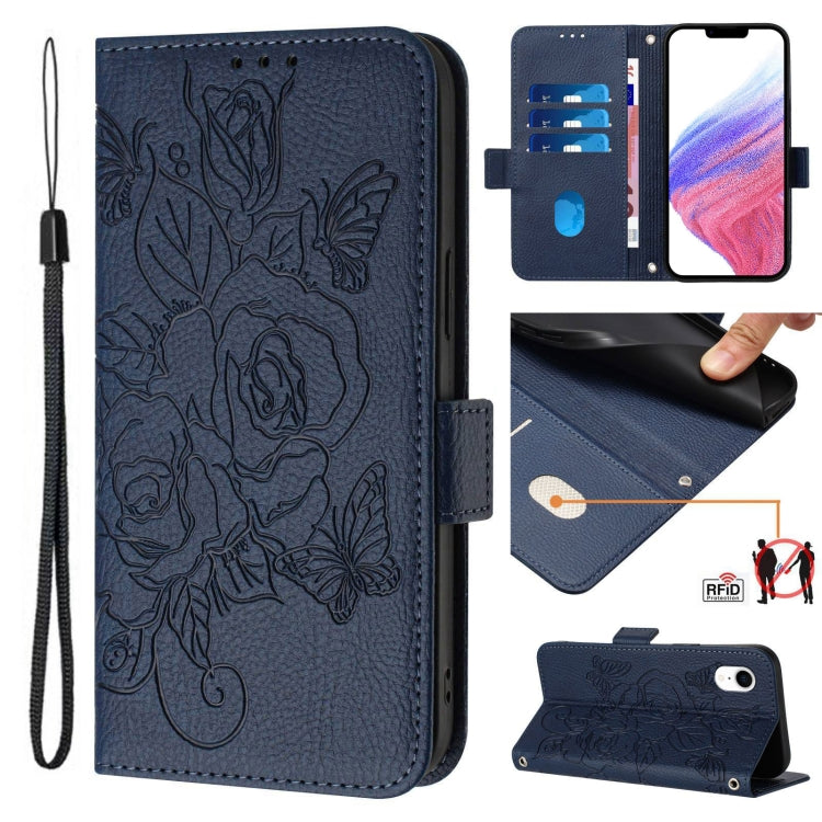 Embossed Rose RFID Anti-theft Leather Phone Case, For iPhone XR, For iPhone XS Max, For iPhone 8 Plus / 7 Plus