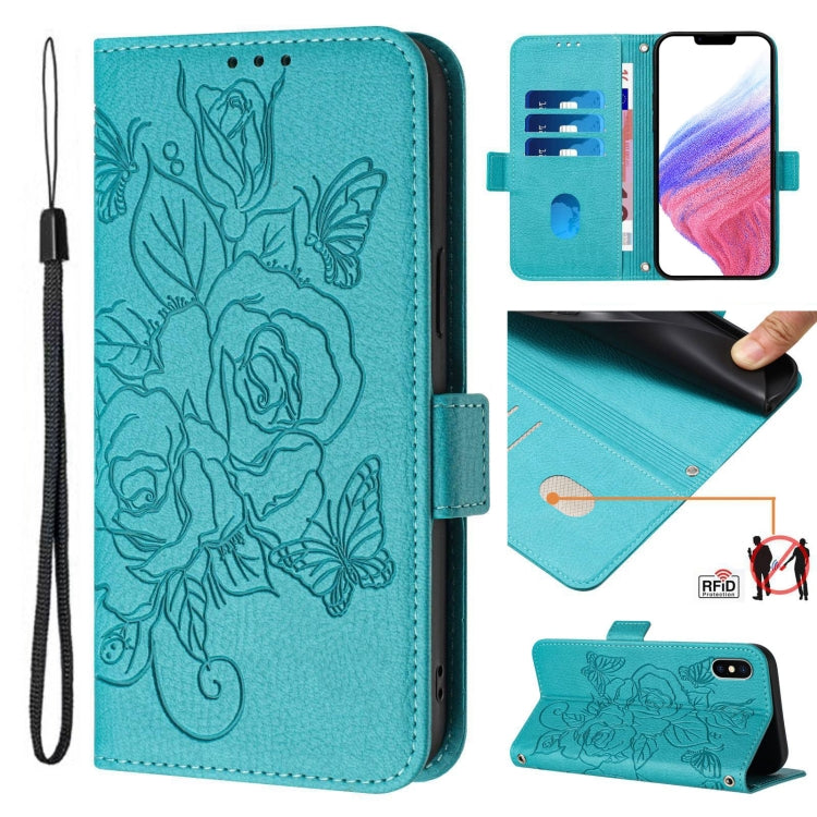 Embossed Rose RFID Anti-theft Leather Phone Case, For iPhone XR, For iPhone XS Max, For iPhone 8 Plus / 7 Plus