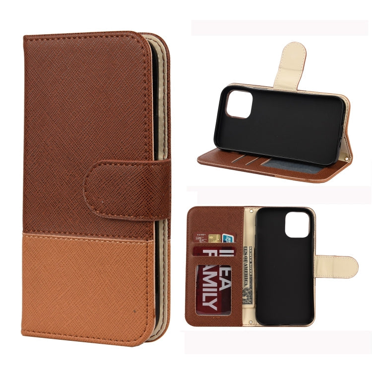 Splicing Color Horizontal Flip Leather Case with Holder & Photo Frame & Card Slots & Wallet, For iPhone 12 Pro Max