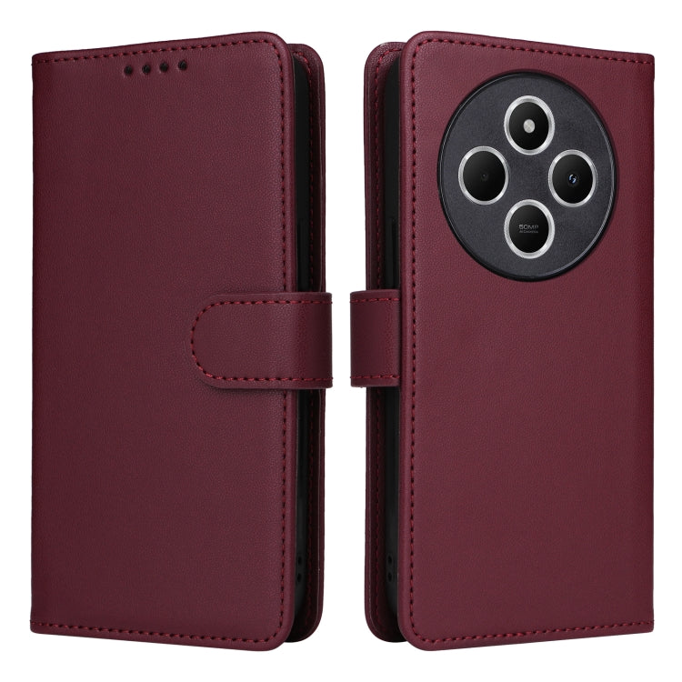 For Redmi 14C 4G BETOPNICE BN-005 2 in 1 Detachable Imitate Genuine Leather Phone Case(Wine Red)