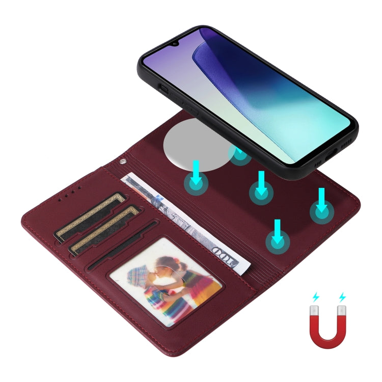 For Redmi 14C 4G BETOPNICE BN-005 2 in 1 Detachable Imitate Genuine Leather Phone Case(Wine Red)