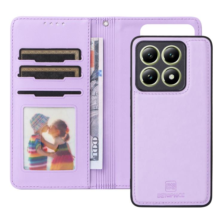 For Xiaomi 14T BETOPNICE BN-005 2 in 1 Detachable Imitate Genuine Leather Phone Case(Light Purple)